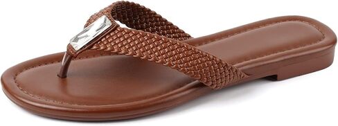 صنادل فليب فلوب مسطحة ثونغ للنساء صنادل الشاطئ سهلة الارتداء بمقدمة مستديرة، شباشب مريحة بكعب مسطح، أشرطة منسوجة ناعمة، مزينة بالأحجار الكريمة، لطيفة كاجوال in Kuwait