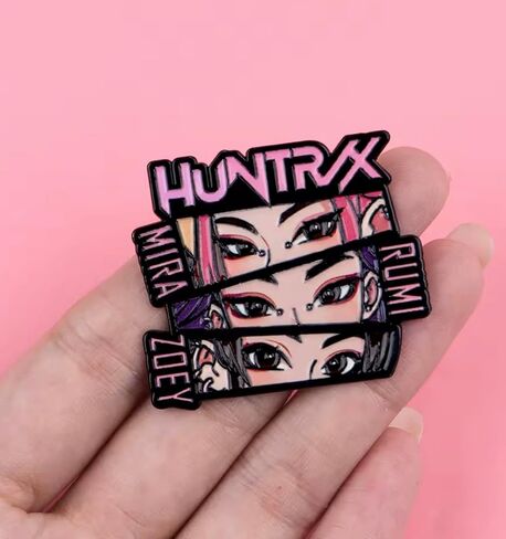 Pinstant Korean Pop Cartoon Anime Demon Hunters Movie Music Group Team Mira Rumi Zoey 1.6" Enamel Pin Badge in Saudi Arabia
