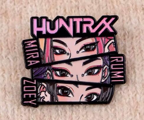 Pinstant Korean Pop Cartoon Anime Demon Hunters Movie Music Group Team Mira Rumi Zoey 1.6" Enamel Pin Badge in Saudi Arabia