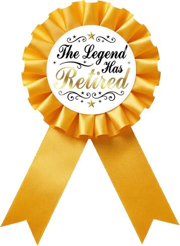 The Legend Has Retired Tinplate Badge Pin, Happy Retirement Award Ribbon Button for Men, Black Rosette Officially Retired Brooch Pin, Retirement Farewell/Going Away Party Decoration in Saudi Arabia