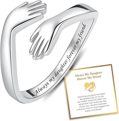 Hug Rings for Women Sterling Silver Adjustable Thumb Promise Love Ring for Her Daughter Granddaughter Gifts in Saudi Arabia