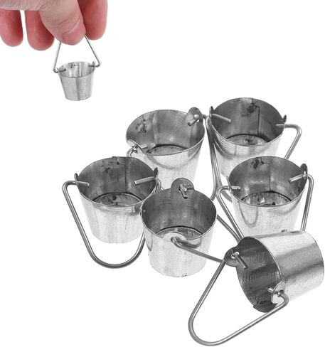 Kisangel 6pcs Mini Bucket Dollhouse Buckets Toy Mini Metal Pails Small Pails Tin Bucket Mini Water Pail Miniature Buckets for Dollhouse Pretend Ornament in Kuwait