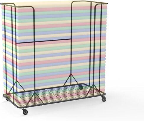 عربة تخزين سجادات القيلولة - عربة تنظيم عالية السعة لبساط القيلولة مع 4 عجلات دوارة سهلة الحركة والتخزين، سجادات نوم، عربة دوارة متعددة الأغراض لسجادات القيلولة، وفواصل الغرف... in Kuwait