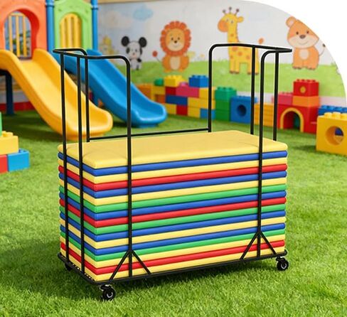 عربة تخزين سجادات القيلولة - عربة تنظيم عالية السعة لبساط القيلولة مع 4 عجلات دوارة سهلة الحركة والتخزين، سجادات نوم، عربة دوارة متعددة الأغراض لسجادات القيلولة، وفواصل الغرف... in Kuwait