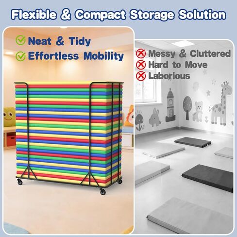 عربة تخزين سجادات القيلولة - عربة تنظيم عالية السعة لبساط القيلولة مع 4 عجلات دوارة سهلة الحركة والتخزين، سجادات نوم، عربة دوارة متعددة الأغراض لسجادات القيلولة، وفواصل الغرف... in Kuwait