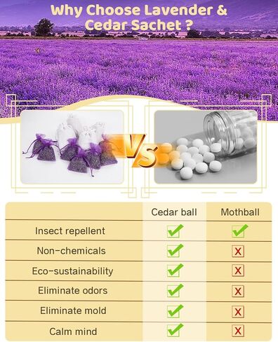 26 عبوة من عطور الأرز واللافندر المنزلية للأدراج والخزائن - تمنع تلف الملابس، ورقائق الأرز وأكياس أكياس اللافندر الطبيعية المجففة in Kuwait