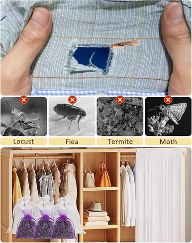 26 عبوة من عطور الأرز واللافندر المنزلية للأدراج والخزائن - تمنع تلف الملابس، ورقائق الأرز وأكياس أكياس اللافندر الطبيعية المجففة in Kuwait