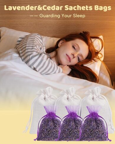26 عبوة من عطور الأرز واللافندر المنزلية للأدراج والخزائن - تمنع تلف الملابس، ورقائق الأرز وأكياس أكياس اللافندر الطبيعية المجففة in Kuwait