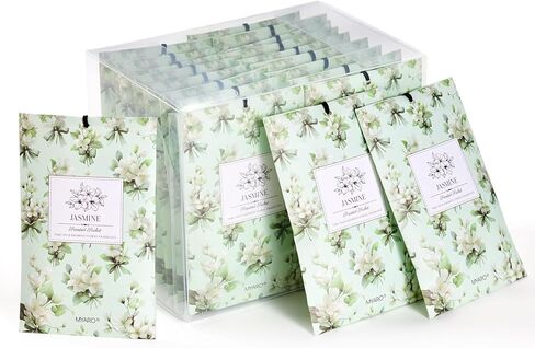 20 كيسًا معطرًا بالياسمين من مايرو - أكياس معطر هواء للأدراج والخزانة، مزيل للروائح الكريهة للحمام، وأدراج الملابس الداخلية، والسيارات والسفر in Kuwait