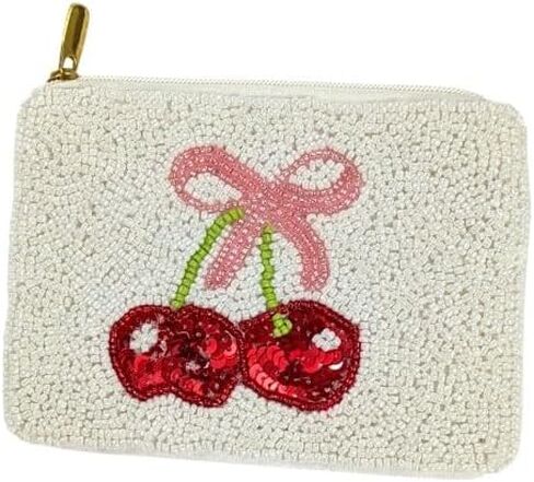 Ladies Cherries Themed Fully Beaded Coin Purse in Saudi Arabia