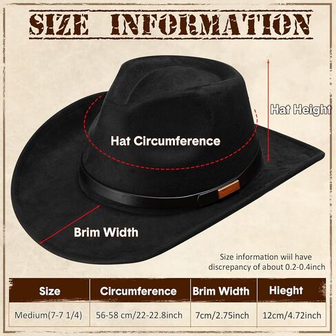 Geyoga 4 Pack Cowboy Hat for Men Women Western Suede Hats Panama Hat Felt Wide Brim Cowgirl Hat for Cowboys and Cowgirls with Belt Buckle in Saudi Arabia