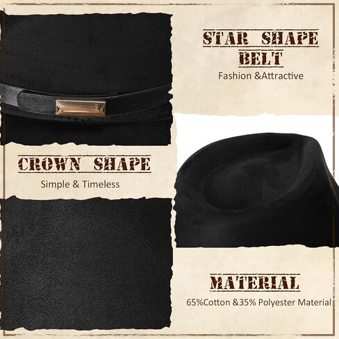 Geyoga 4 Pack Cowboy Hat for Men Women Western Suede Hats Panama Hat Felt Wide Brim Cowgirl Hat for Cowboys and Cowgirls with Belt Buckle in Saudi Arabia