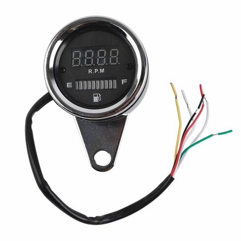 Motorcycle Digital Tachometer Tacho Speedometer Gauge Premium Stainless Steel Round Dial High Precision RPM Meter for 1 Cylinder 2 Cylinder Bikes Silver 60mm in Kuwait