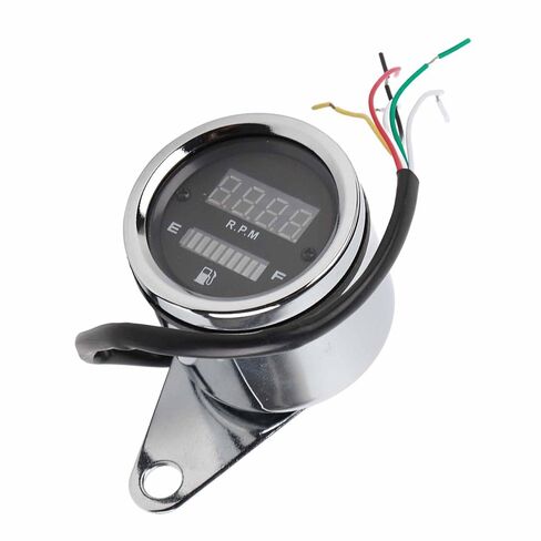 Motorcycle Digital Tachometer Tacho Speedometer Gauge Premium Stainless Steel Round Dial High Precision RPM Meter for 1 Cylinder 2 Cylinder Bikes Silver 60mm in Kuwait