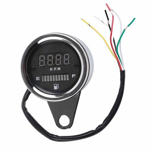 Motorcycle Digital Tachometer Tacho Speedometer Gauge Premium Stainless Steel Round Dial High Precision RPM Meter for 1 Cylinder 2 Cylinder Bikes Silver 60mm in Kuwait