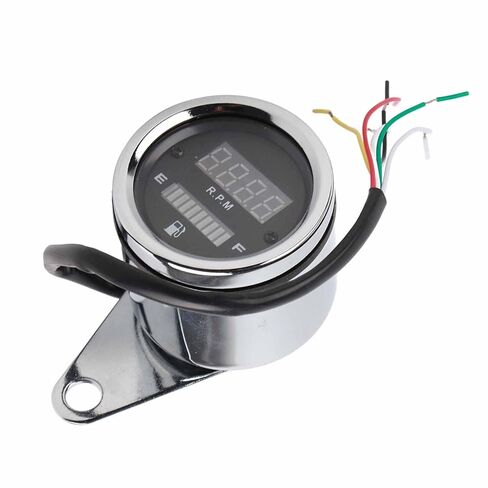 Motorcycle Digital Tachometer Tacho Speedometer Gauge Premium Stainless Steel Round Dial High Precision RPM Meter for 1 Cylinder 2 Cylinder Bikes Silver 60mm in Kuwait