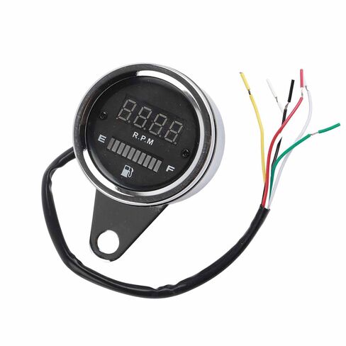 Motorcycle Digital Tachometer Tacho Speedometer Gauge Premium Stainless Steel Round Dial High Precision RPM Meter for 1 Cylinder 2 Cylinder Bikes Silver 60mm in Kuwait