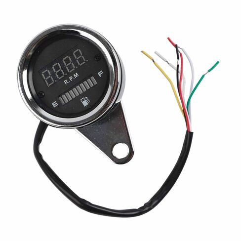 Motorcycle Digital Tachometer Tacho Speedometer Gauge Premium Stainless Steel Round Dial High Precision RPM Meter for 1 Cylinder 2 Cylinder Bikes Silver 60mm in Kuwait