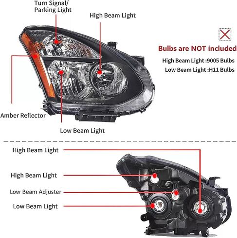 2008 2009 2010 2011 2012 2013 Rogue Headlights Assembly Replacement for 08-13 Rogue, 14-15 Rogue Select Headlamp & Corner Lights, Black Housing Clear Lens, L+R in Saudi Arabia