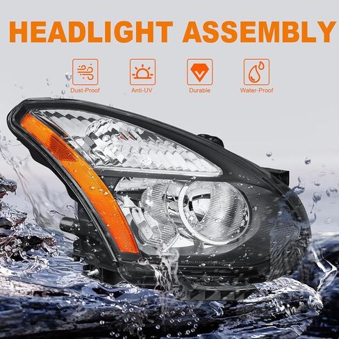 2008 2009 2010 2011 2012 2013 Rogue Headlights Assembly Replacement for 08-13 Rogue, 14-15 Rogue Select Headlamp & Corner Lights, Black Housing Clear Lens, L+R in Saudi Arabia