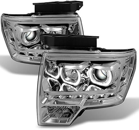 AKKON - لجهاز العرض Ford F150 Black Smoke الحصري لجهاز العرض SMD DRL LED مجموعة المصابيح الأمامية اليسرى + اليمنى in Saudi Arabia