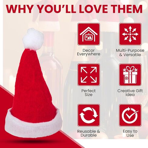 Iconikal Mini Felt Santa Hats Decorations, Red, 12-Pack in Kuwait