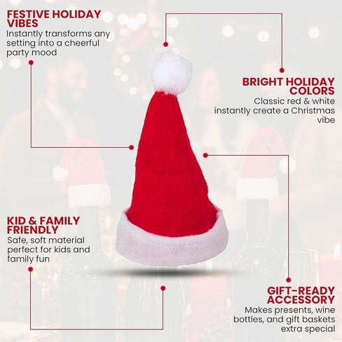 Iconikal Mini Felt Santa Hats Decorations, Red, 12-Pack in Kuwait