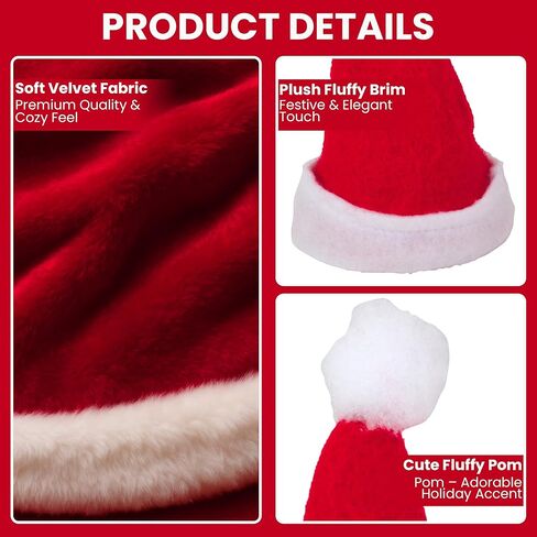 Iconikal Mini Felt Santa Hats Decorations, Red, 12-Pack in Kuwait