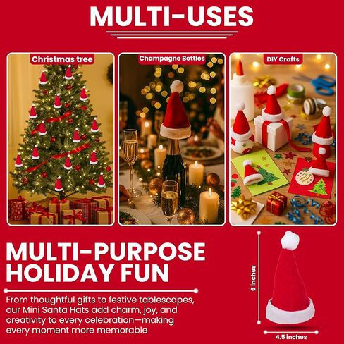 Iconikal Mini Felt Santa Hats Decorations, Red, 12-Pack in Kuwait