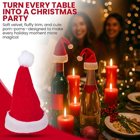 Iconikal Mini Felt Santa Hats Decorations, Red, 12-Pack in Kuwait