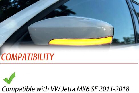 مصابيح إشارة الانعطاف الجانبية المتسلسلة LED متوافقة مع VW Jetta MK6 SE 2011 2012 2013 2014 2015 2016 2017 2018، وميض مؤشر مرآة ديناميكي، حزمة من 2 in Kuwait