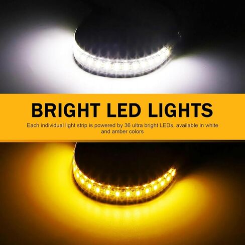 قطعتان من أضواء إشارة الانعطاف LED للدراجات النارية، إشارات الانعطاف LED المرنة، شوكة بيضاء وكهرمان قابلة للتعديل ثنائية اللون تتحول إلى وميض الإشارة، شريط شرائط ضوء النهار DRL للجري، للدراجات النارية in Kuwait