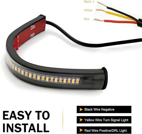 قطعتان من أضواء إشارة الانعطاف LED للدراجات النارية، إشارات الانعطاف LED المرنة، شوكة بيضاء وكهرمان قابلة للتعديل ثنائية اللون تتحول إلى وميض الإشارة، شريط شرائط ضوء النهار DRL للجري، للدراجات النارية in Kuwait