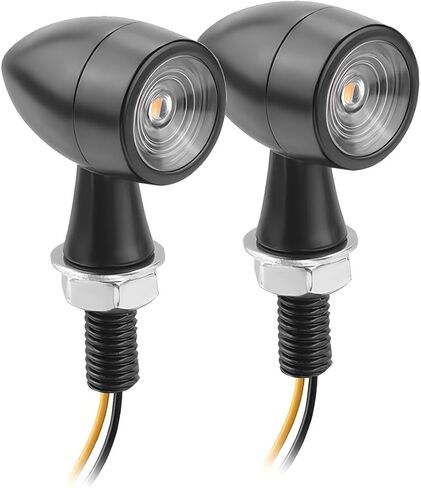 2 PCS Motorcycle LED Turn Signal Lights, M8 Mini PC Lens Metal Retro Two-wire Flashing Signal Lights, Aftermarket Accessories, Fits for Street Bikes, Suzuki, and Yamaha Motorcycles (Amber) in Saudi Arabia