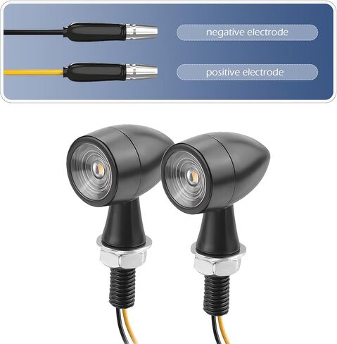 2 PCS Motorcycle LED Turn Signal Lights, M8 Mini PC Lens Metal Retro Two-wire Flashing Signal Lights, Aftermarket Accessories, Fits for Street Bikes, Suzuki, and Yamaha Motorcycles (Amber) in Saudi Arabia