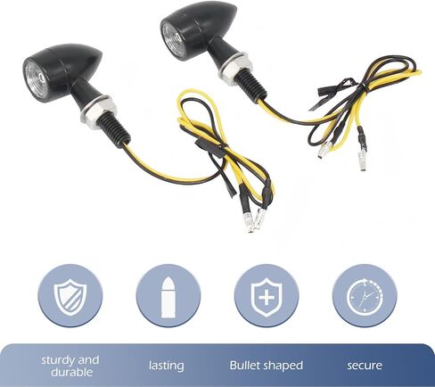 2 PCS Motorcycle LED Turn Signal Lights, M8 Mini PC Lens Metal Retro Two-wire Flashing Signal Lights, Aftermarket Accessories, Fits for Street Bikes, Suzuki, and Yamaha Motorcycles (Amber) in Saudi Arabia