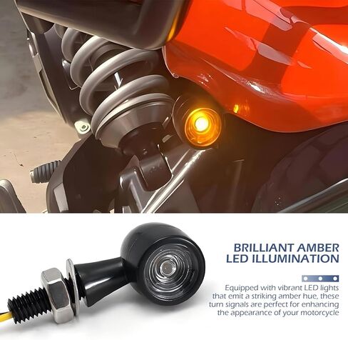 2 PCS Motorcycle LED Turn Signal Lights, M8 Mini PC Lens Metal Retro Two-wire Flashing Signal Lights, Aftermarket Accessories, Fits for Street Bikes, Suzuki, and Yamaha Motorcycles (Amber) in Saudi Arabia