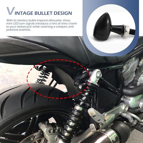 2 PCS Motorcycle LED Turn Signal Lights, M8 Mini PC Lens Metal Retro Two-wire Flashing Signal Lights, Aftermarket Accessories, Fits for Street Bikes, Suzuki, and Yamaha Motorcycles (Amber) in Saudi Arabia