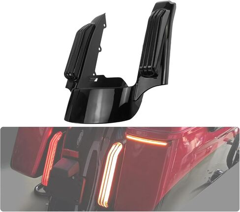 Rear Fender Fascia Extension with LED Running Brake Turn Signal Light Set Fit For Harley Touring Electrac Glide Road King Road Glide Street Glide 2009-2013 (Black Lens) in Saudi Arabia