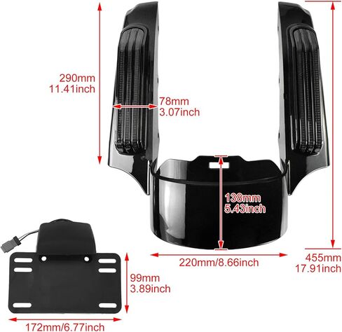 Rear Fender Fascia Extension with LED Running Brake Turn Signal Light Set Fit For Harley Touring Electrac Glide Road King Road Glide Street Glide 2009-2013 (Black Lens) in Saudi Arabia