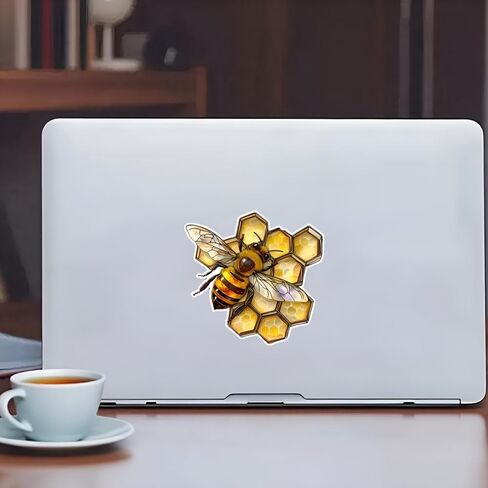 Honeycomb Bee Vinyl Sticker, 2 Pack, Waterproof Decorative Decal for Cars, Laptops, Windows, Walls, SUVs, Trucks, Vans E019 in Kuwait