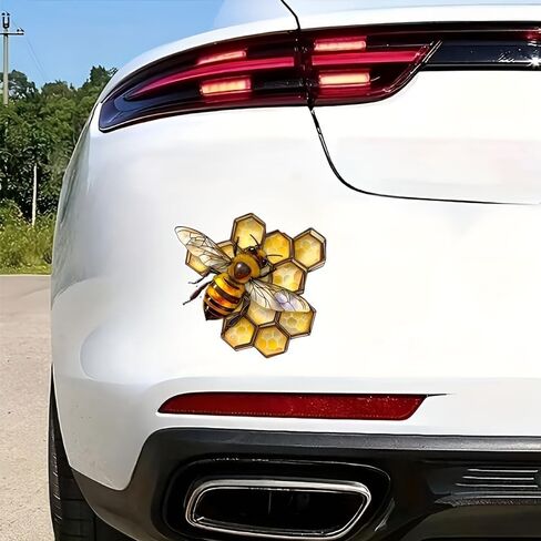 Honeycomb Bee Vinyl Sticker, 2 Pack, Waterproof Decorative Decal for Cars, Laptops, Windows, Walls, SUVs, Trucks, Vans E019 in Kuwait