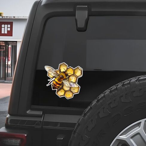 Honeycomb Bee Vinyl Sticker, 2 Pack, Waterproof Decorative Decal for Cars, Laptops, Windows, Walls, SUVs, Trucks, Vans E019 in Kuwait
