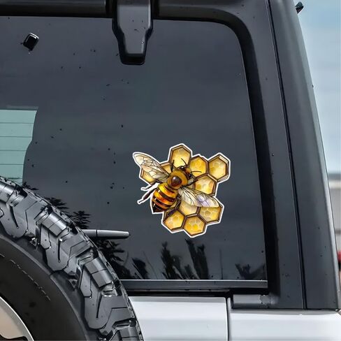 Honeycomb Bee Vinyl Sticker, 2 Pack, Waterproof Decorative Decal for Cars, Laptops, Windows, Walls, SUVs, Trucks, Vans E019 in Kuwait
