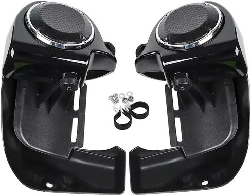 Gloss Black Lower Vented Leg Fairing + 6.5" Speakers W/Grills Fit For Harley Touring Road King Electra Street Glide Ultra Classic 1983-2013 2012 in Kuwait