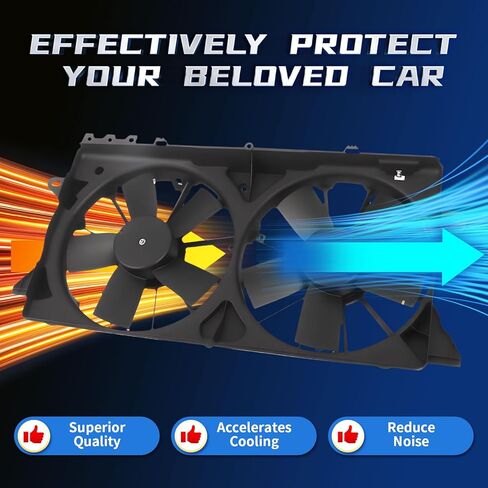 Engine Radiator Cooling Fan Assembly Compatible with 150 Expedition Navigator 2010-2017 3.5L 3.7L 4.6L 5.0L 5.4L 6.2L Replace AL3Z8C607A BL3Z8C607B AL3Z-8C607-A with Controller Shroud in Saudi Arabia