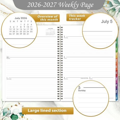 2026-2027 Planner - Academic 2026-2027 Planner, July 2026-June 2027, Weekly and Monthly Planner with 12 Month, 8.5" x 11", with Colorful Tabs, Inner Pocket in Kuwait