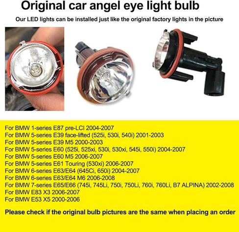 2 قطعة عيون الملاك خاتم على شكل هالة ماركر ضوء لمبة Canbus لسيارات BMW 1-5-6-7series 2000-2006 E87 E39 E60 E61 E63 E64 E65 E66 X3 X5 اكسسوارات السيارات in Kuwait