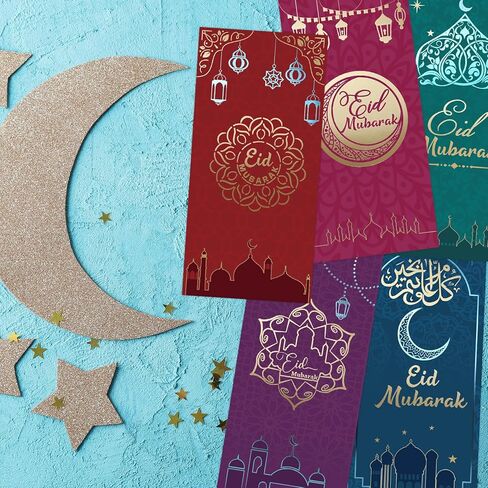 Fancy Land 18PCS Eid Mubarak Greeting Cards with Envelopes Gold Foil Eid Money Holder Cards Ramadan EID Religious Cards Party Favors in Saudi Arabia