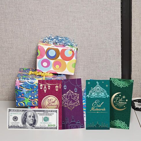 Fancy Land 18PCS Eid Mubarak Greeting Cards with Envelopes Gold Foil Eid Money Holder Cards Ramadan EID Religious Cards Party Favors in Saudi Arabia